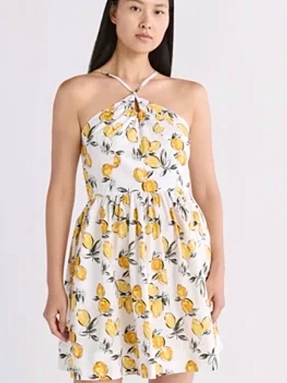 Free Assembly Lemon Print Halter Cotton Mini Dress Size XS
